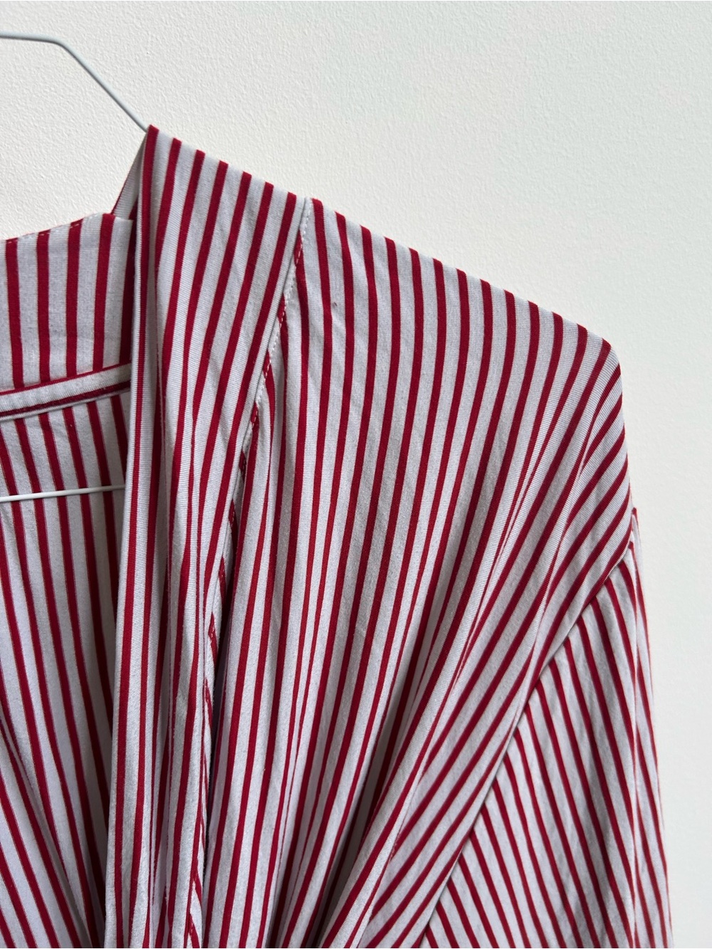 LAKE Pajama Red and White Striped Wrap Kimono Top XL - Picture 9 of 10